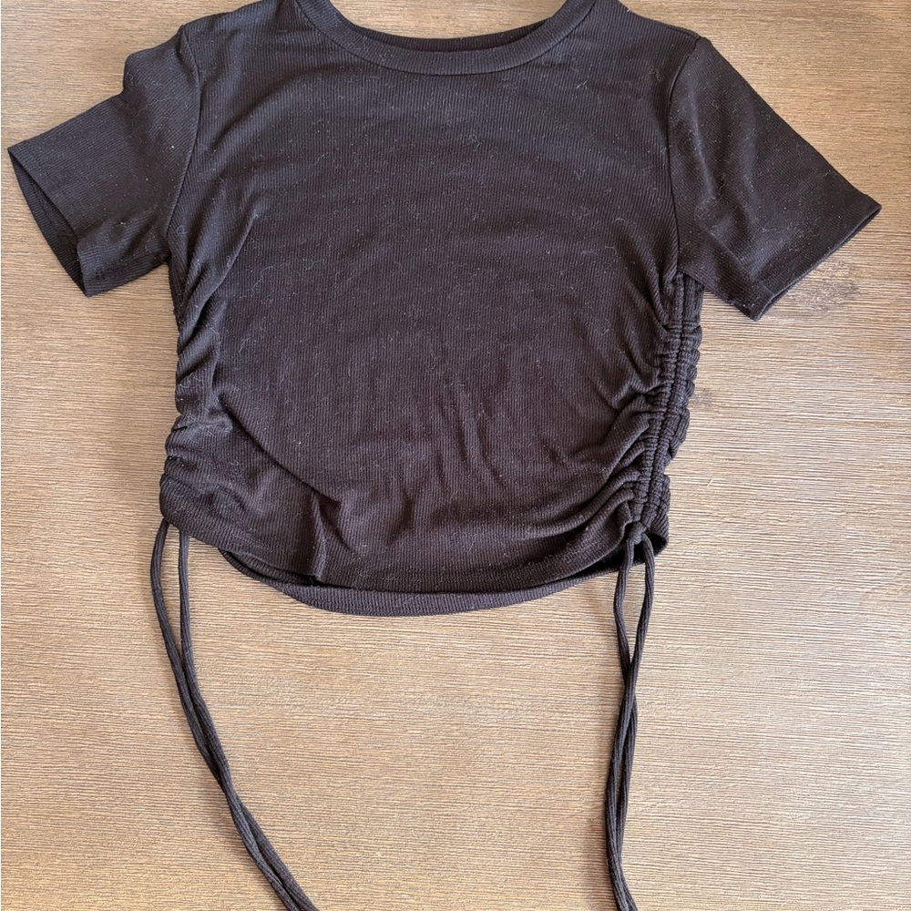 Large Zara Black Ribbed Knit Top